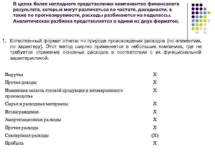 В целях более наглядного представления компонентов финансового результата, которые могут различаться по частоте, доходности,