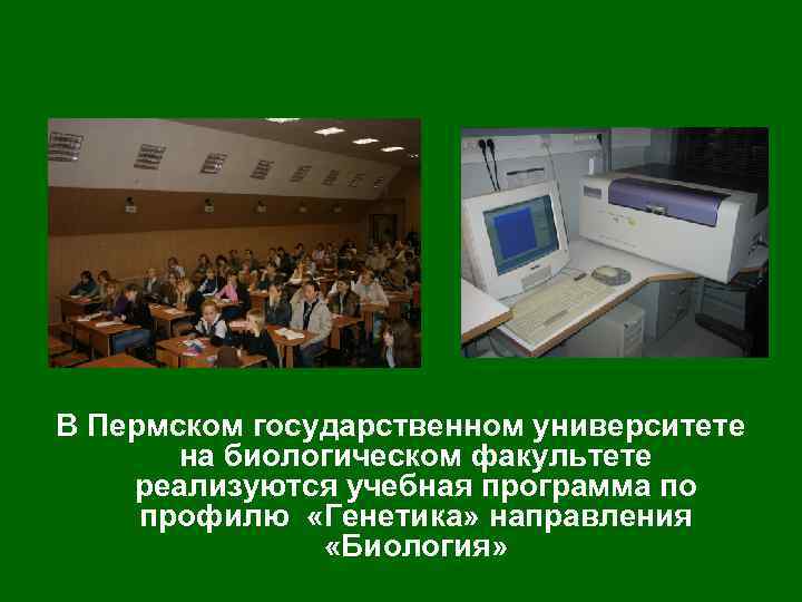 В Пермском государственном университете на биологическом факультете реализуются учебная программа по профилю «Генетика» направления
