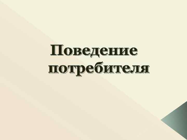 Поведение потребителя 