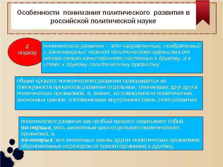 Особенности понимания политического развития в российской политической науке 2 подход политическое развитие – это