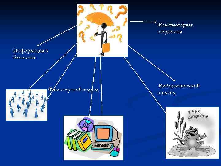Информация Компьютерная обработка Информация в биологии Философский подход Кибернетический подход 