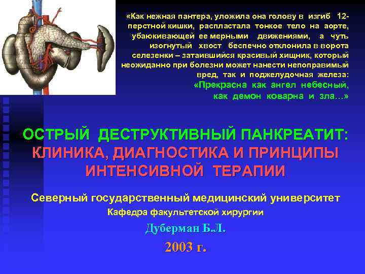  «Как нежная пантера, уложила она голову в изгиб 12 перстной кишки, распластала тонкое