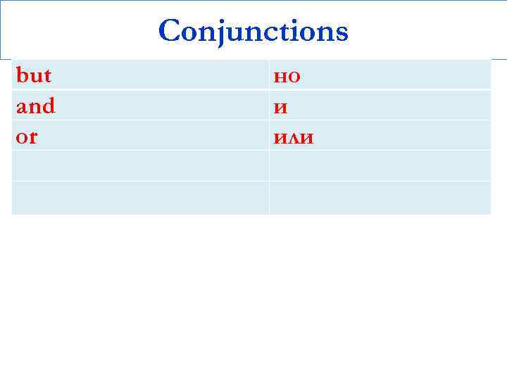 Conjunctions but and or но и или 