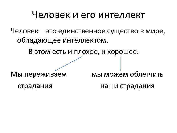 Человек и его интеллект Человек – это единственное существо в мире, обладающее интеллектом. В