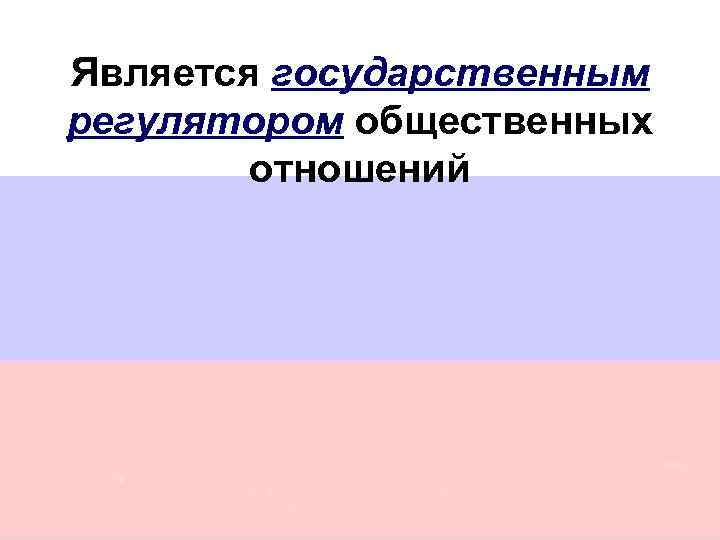 Является государственным регулятором общественных отношений 
