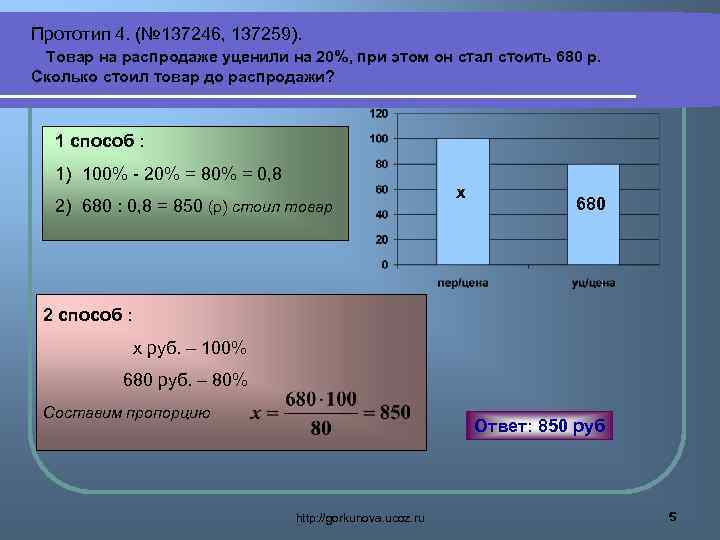 Прототип 4. (№ 137246, 137259). Товар на распродаже уценили на 20%, при этом он