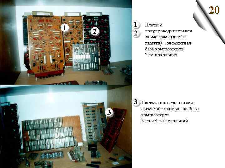 20 1 1 2 2 3 3 Платы с полупроводниковыми элементами (ячейки памяти) –