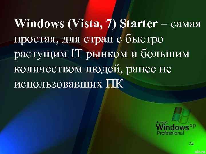 Windows (Vista, 7) Starter – самая простая, для стран с быстро растущим IT рынком