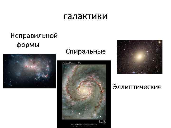     галактики Неправильной формы    Спиральные   