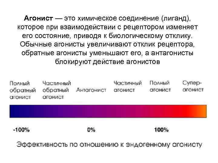 Агонист — это химическое соединение (лиганд), которое при взаимодействии с рецептором изменяет его состояние,