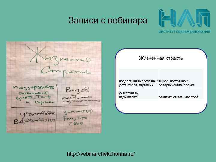 Записи с вебинара Жизненная страсть поддерживать состояние вызов, постоянное уюта, тепла, гармонии соперничество, борьба