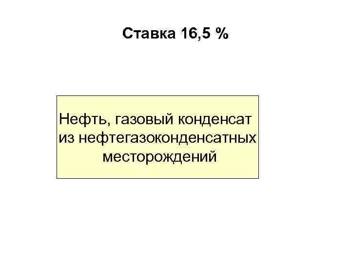 Ставка 16, 5 % Нефть, газовый конденсат из нефтегазоконденсатных месторождений 