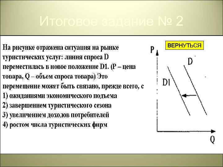 Итоговое задание № 2 ВЕРНУТЬСЯ 