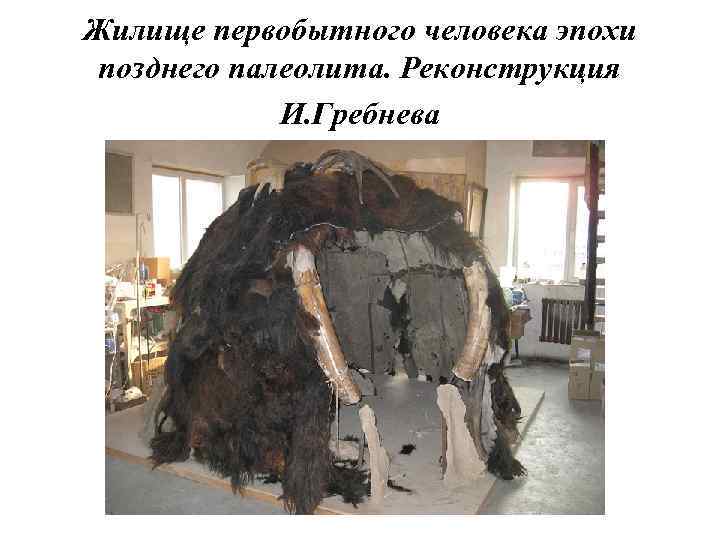 Жилище первобытного человека эпохи позднего палеолита. Реконструкция И. Гребнева 