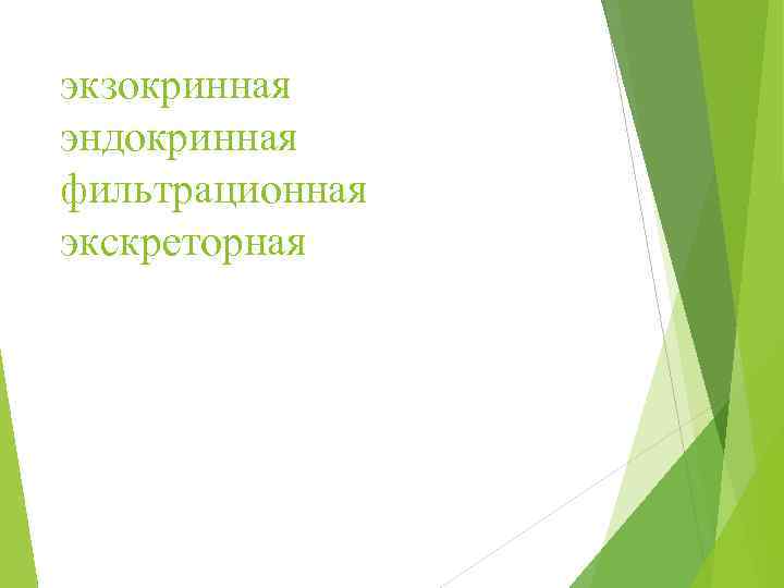 экзокринная эндокринная фильтрационная экскреторная 