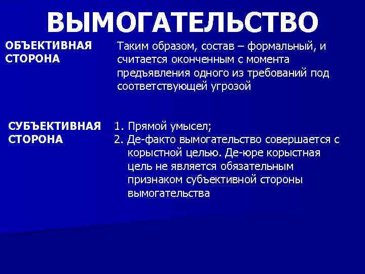 Предмет вымогательства.