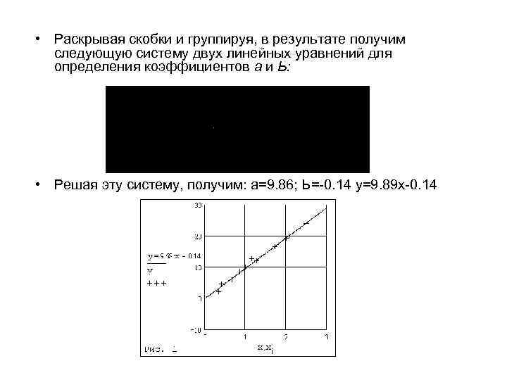  • Раскрывая скобки и группируя, в результате получим следующую систему двух линейных уравнений