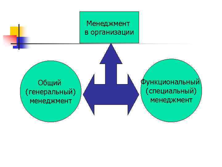 Менеджмент в организации Общий (генеральный) менеджмент Функциональный (специальный) менеджмент 