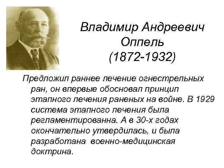 Впервые обоснованы. Владимир Андреевич Оппель 1872-1932. Оппель Владимир Андреевич выдающийся Советский хирург. Оппель Владимир Андреевич хирург. Владимир Андреевич Оппель вклад в медицину.