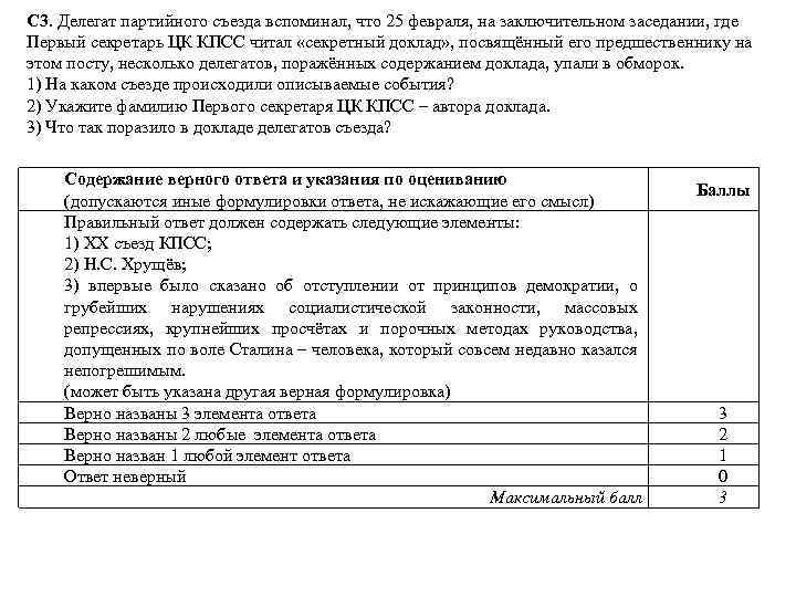 С 3. Делегат партийного съезда вспоминал, что 25 февраля, на заключительном заседании, где Первый