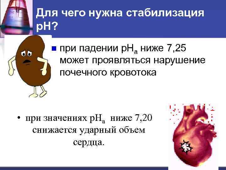 Для чего нужна стабилизация р. Н? n при падении p. Hа ниже 7, 25