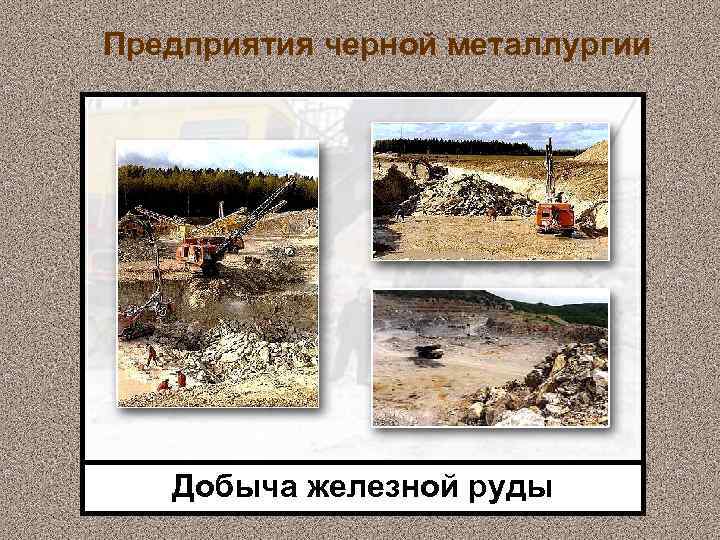 Предприятия черной металлургии Добыча железной руды 
