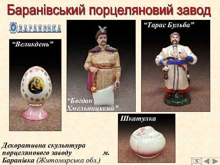 “Тарас Бульба” “Великдень” “Богдан Хмельницький” Шкатулка Декоративна скульптура порцелянового заводу м. Баранівка (Житомирська обл.