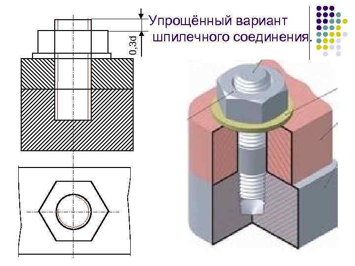 Упрощенное изображение шпилечного соединения 9 класс