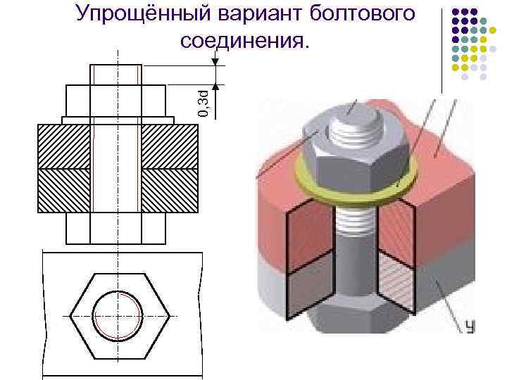 Рисунок 217 упрощенное изображение болтового соединения