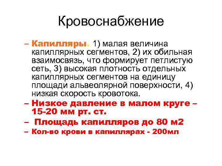 Кровоснабжение – Капилляры. 1) малая величина капиллярных сегментов, 2) их обильная взаимосвязь, что формирует
