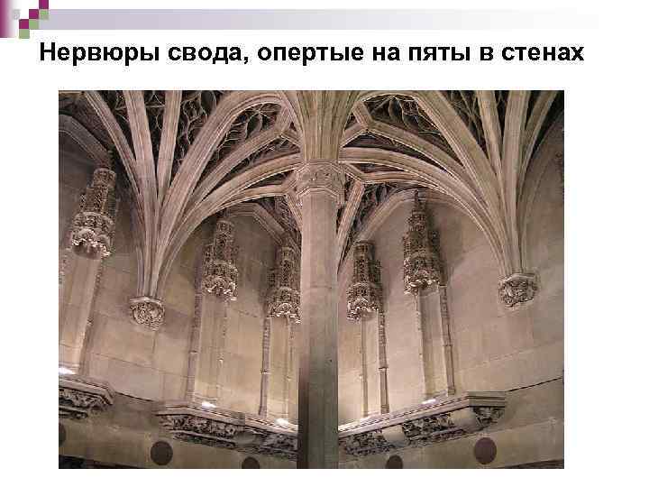 Нервюры свода, опертые на пяты в стенах 