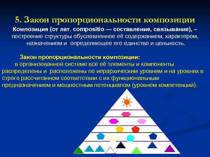 5. Закон пропорциональности композиции Композиция (от лат. compositio — составление, связывание), – построение структуры