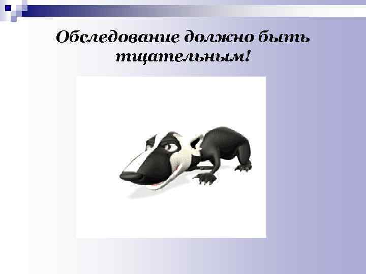 Обследование должно быть тщательным! 