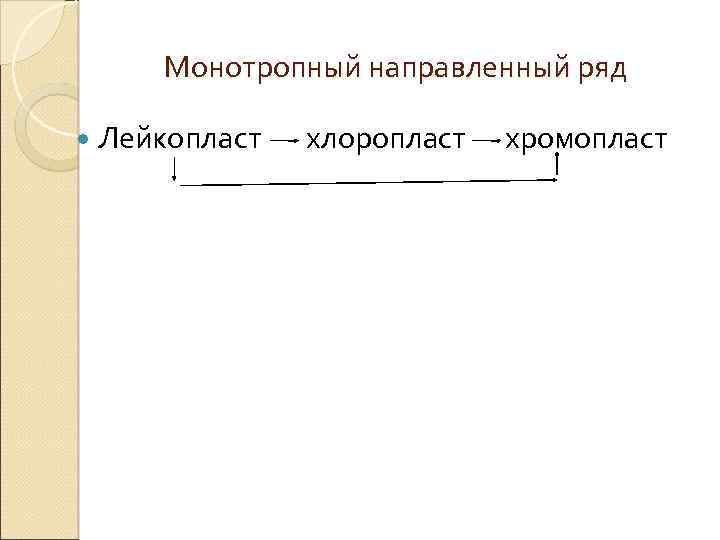 Монотропный направленный ряд Лейкопласт хлоропласт хромопласт 