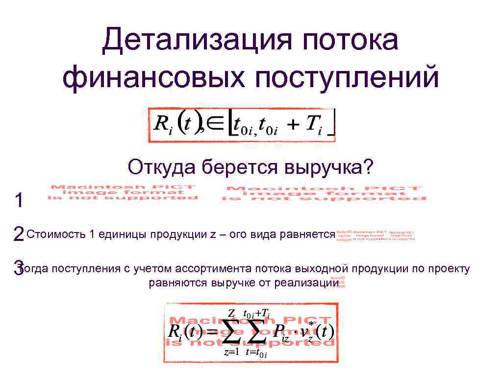 Детализация потока финансовых поступлений Откуда берется выручка? 1 2 Стоимость 1 единицы продукции z
