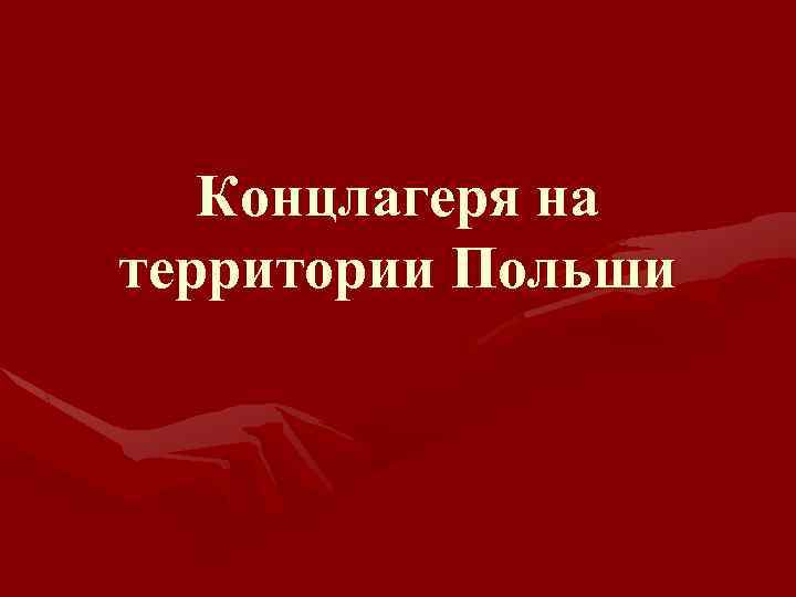Концлагеря на территории Польши 