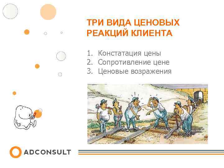 ТРИ ВИДА ЦЕНОВЫХ РЕАКЦИЙ КЛИЕНТА 1. Констатация цены 2. Сопротивление цене 3. Ценовые возражения