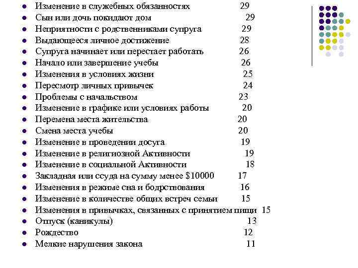 l l l l l l Изменение в служебных обязанностях 29 Сын или дочь