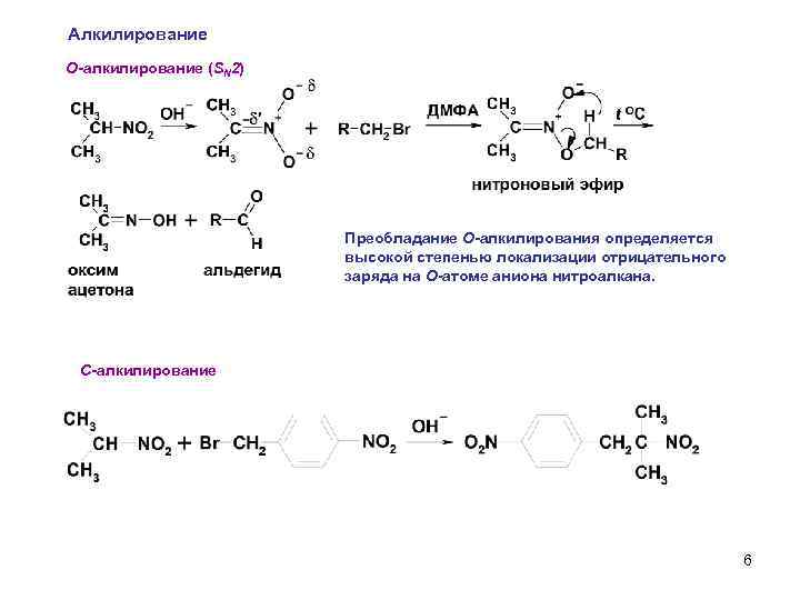 Алкилирование О-алкилирование (SN 2) Преобладание О-алкилирования определяется высокой степенью локализации отрицательного заряда на О-атоме