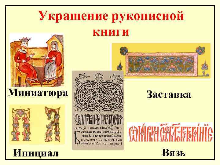 Украшение рукописной книги Миниатюра Инициал Заставка Вязь 
