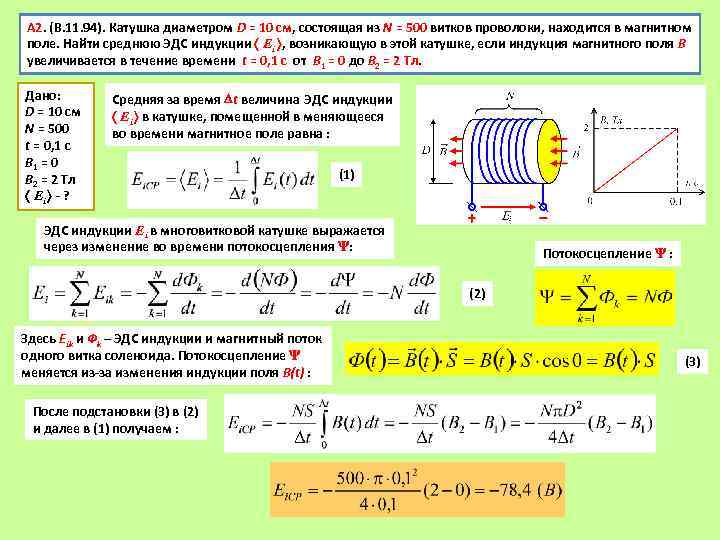 А 2. (В. 11. 94). Катушка диаметром D = 10 см, состоящая из N