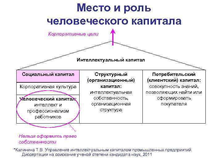 Место и роль человеческого капитала Корпоративные цели Интеллектуальный капитал Социальный капитал Корпоративная культура Человеческий