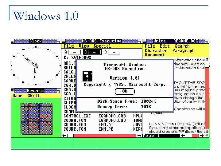 Windows 1. 0 