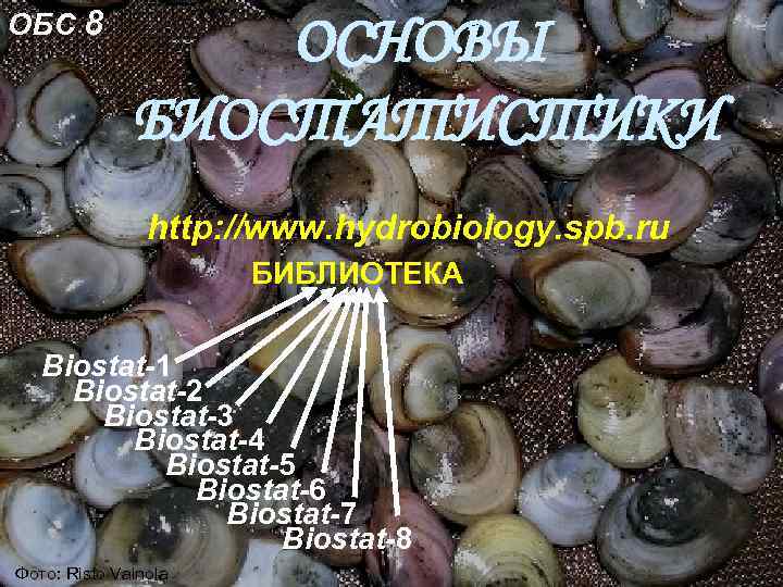 ОБС 8 ОСНОВЫ БИОСТАТИСТИКИ http: //www. hydrobiology. spb. ru БИБЛИОТЕКА Biostat-1 Biostat-2 Biostat-3 Biostat-4