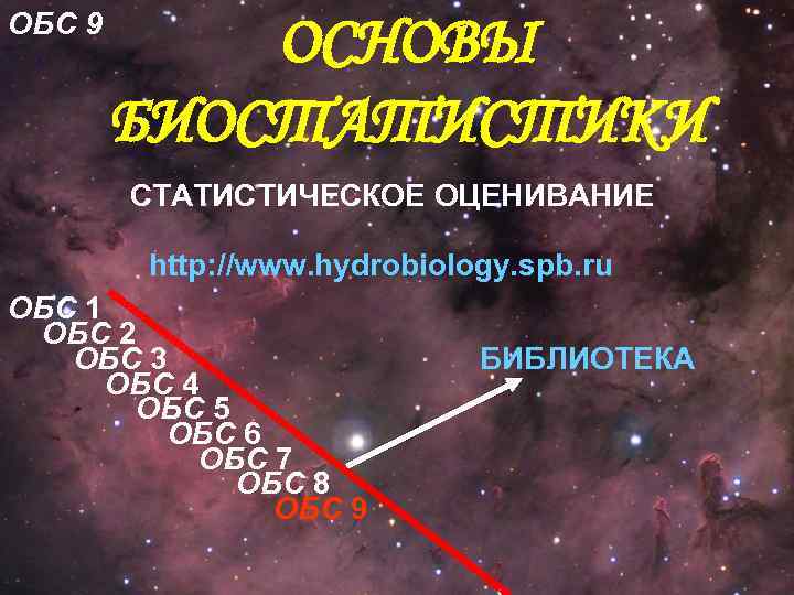 ОБС 9 ОСНОВЫ БИОСТАТИСТИКИ СТАТИСТИЧЕСКОЕ ОЦЕНИВАНИЕ http: //www. hydrobiology. spb. ru ОБС 1 ОБС