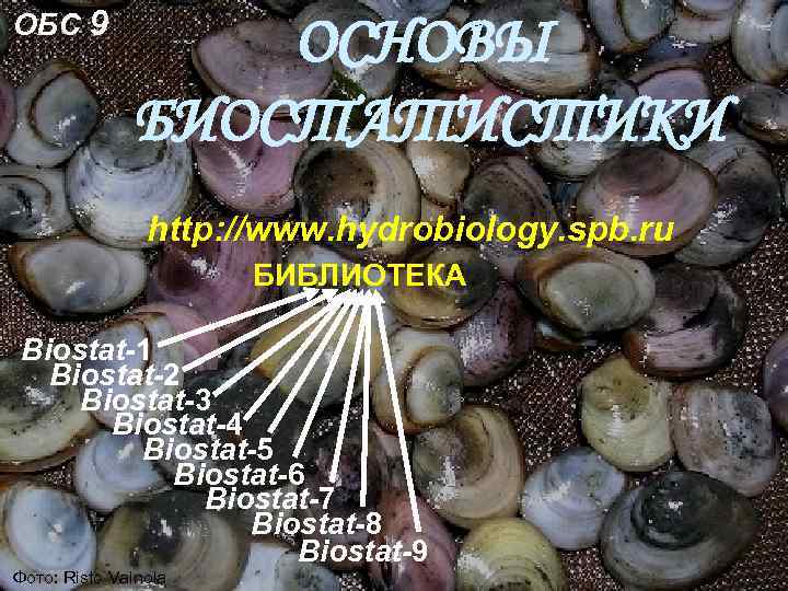ОБС 9 ОСНОВЫ БИОСТАТИСТИКИ http: //www. hydrobiology. spb. ru БИБЛИОТЕКА Biostat-1 Biostat-2 Biostat-3 Biostat-4