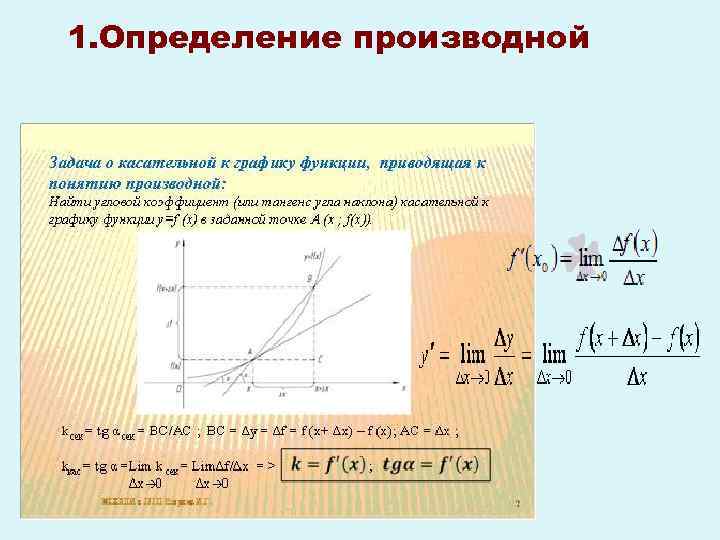 1. Определение производной пр. П 