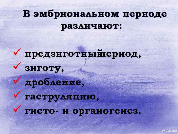 В эмбриональном периоде различают: ü предзиготный период, ü зиготу, ü дробление, ü гаструляцию, ü