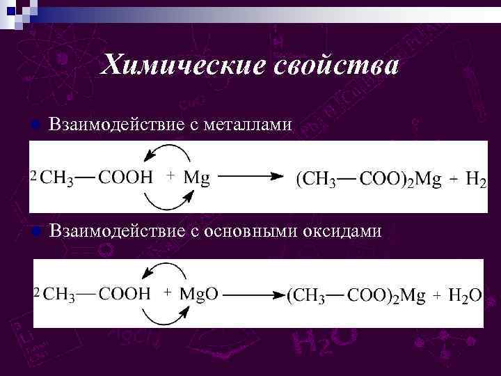 Химические свойства n Взаимодействие с металлами n Взаимодействие с основными оксидами 