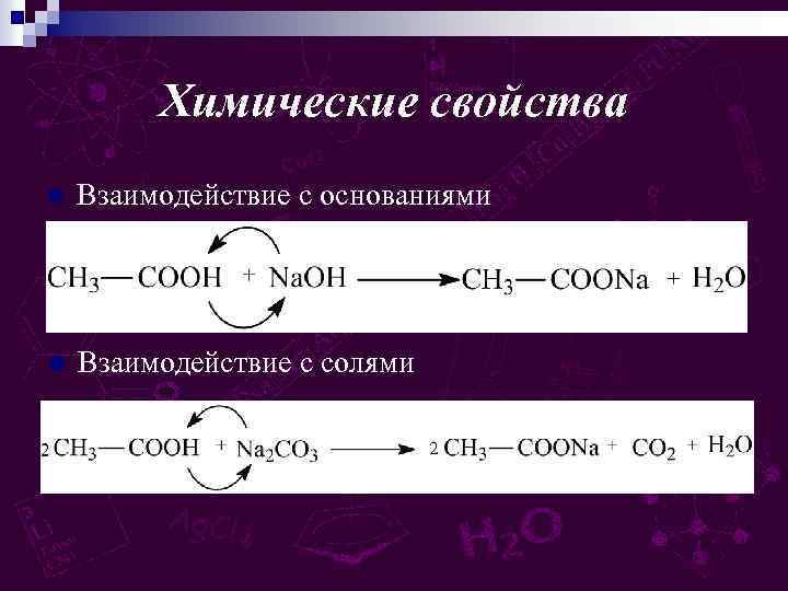 Химические свойства n Взаимодействие с основаниями n Взаимодействие с солями 